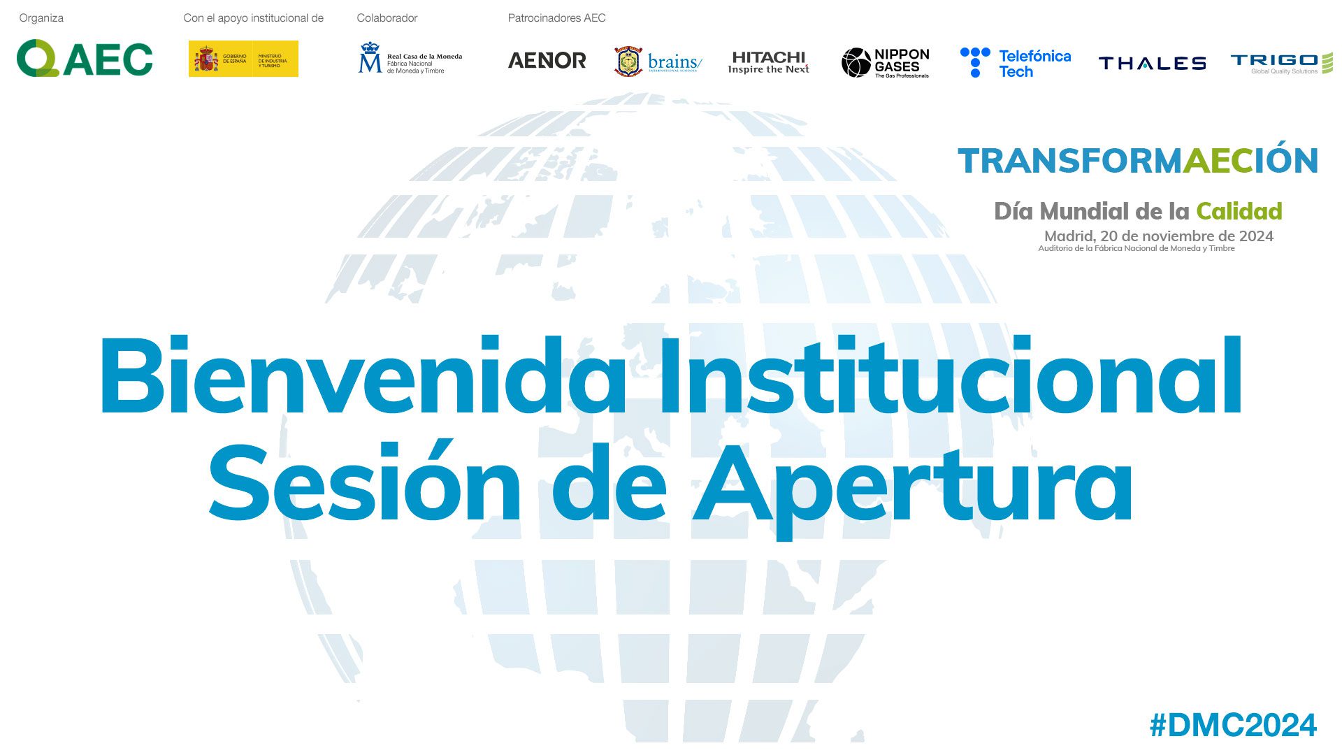 Bienvenida Institucional. Sesión de apertura